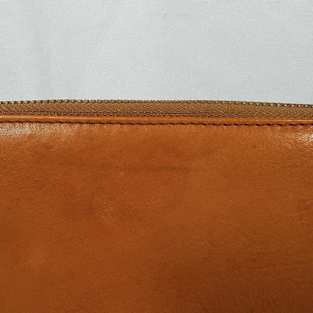 Margot New York Wallet Wrist Clutch Red Brown Leather Zipper
